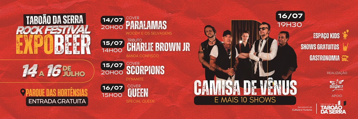 Parque das Hortênsias recebe Taboão Rock Festival de sexta (14) até domingo (16)