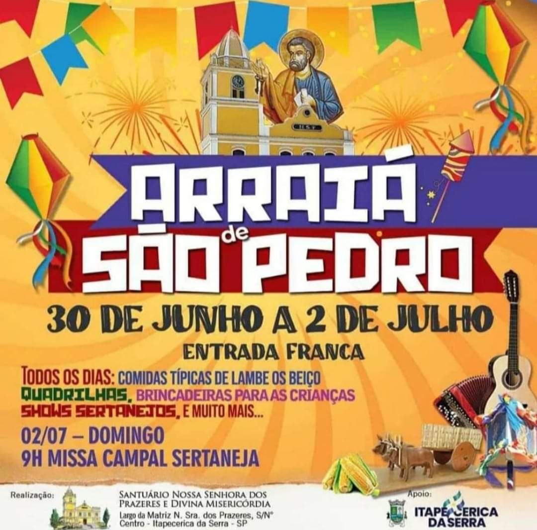 Itapecerica: Arraiá no Largo da Matriz, Feira Noturna e Festival de Pipas no estádio