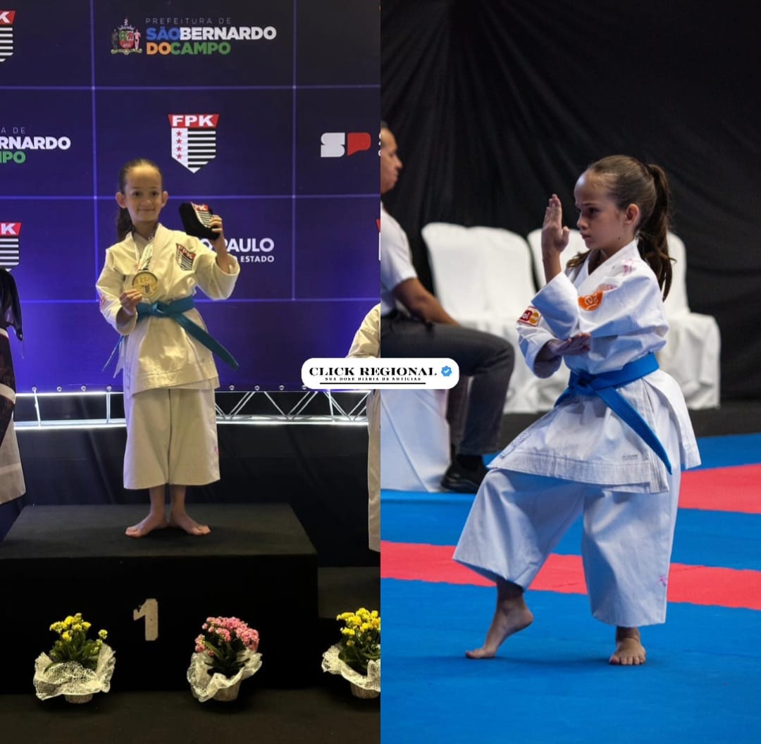Jovem de Taboão da Serra conquista bicampeonato paulista de karatê aos 9 anos