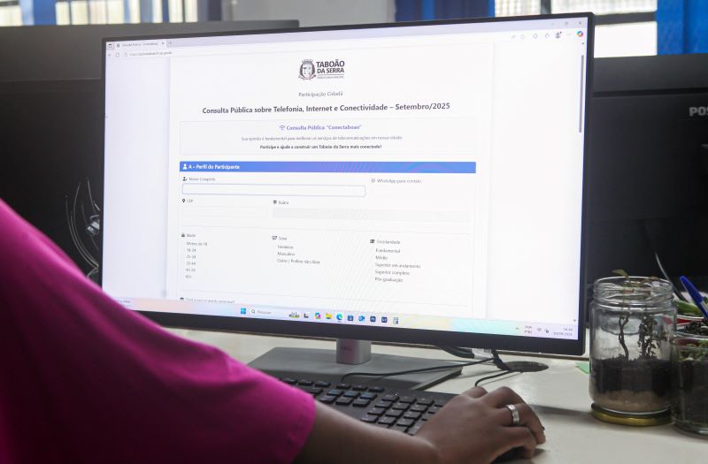Prefeitura de Taboão da Serra abre consulta on-line sobre telefonia, internet e conectividade