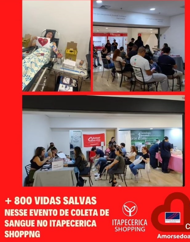 Campanha de Doação de Sangue no Itapecerica Shopping salva 816 vidas