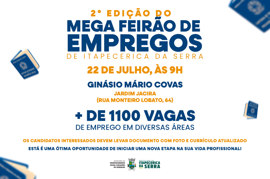 Mais de 1100 oportunidades! Itapecerica da Serra realiza 2ª edição do Mega Feirão de Empregos no Jacira