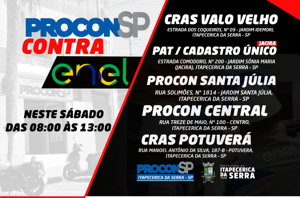 Procon de Itapecerica da Serra promove plantão neste sábado para orientar moradores sobre ressarcimento por falta de energia
