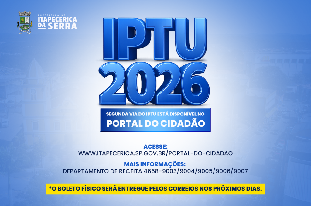 IPTU 2026 já pode ser emitido no Portal do Cidadão em Itapecerica da Serra